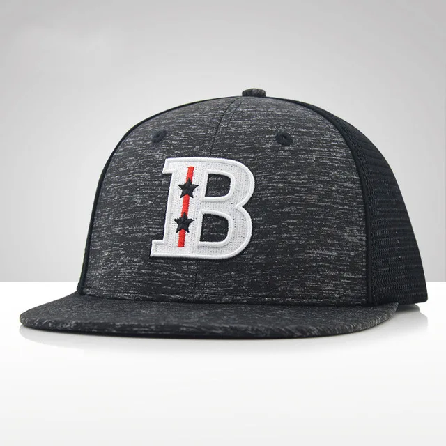 1 Snapback сетчатая Бейсболка Кепка с вышивкой Буквы B мужская кепка Женская регулируемая спортивная летняя Солнцезащитная шляпа bone gorras хип-хоп - Цвет: 1