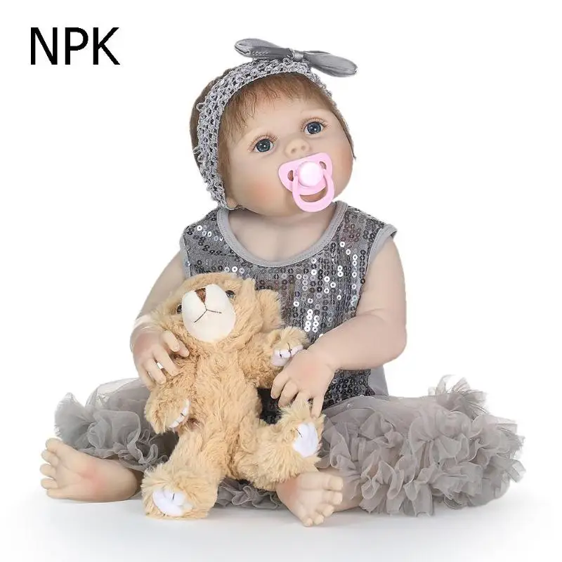 

Cute NPK Waterproof Simulation Reborn Baby Doll Soft Silicone 3D Lovely Lifelike Emulation Doll Christmas Gift for Baby Girls