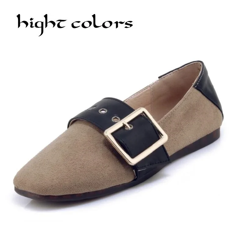 

Fashion Women Square Toe Loafers Shoes Comfortable Flock Leather Slip on Soft Buckle Strap Shoes Ballet Flats Shoes dxm127