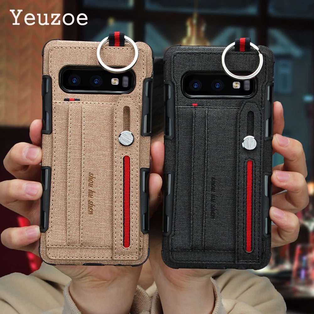 Yeuzoe Wallet Card Slot Case For Sumsang galaxy S10 Plus + Luxury Hand Lanyard Cover Samsung Galaxy S10e funda | Мобильные телефоны