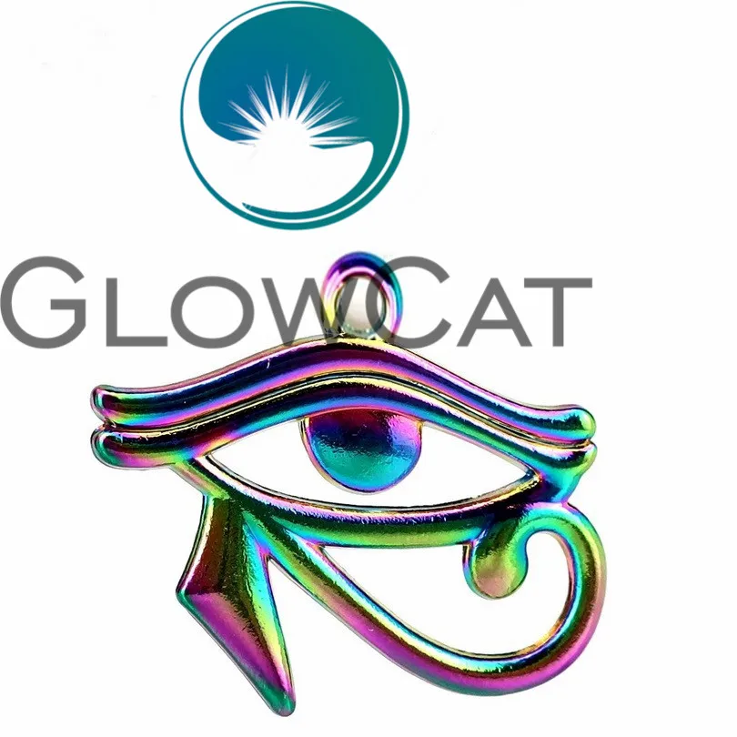 

30PCS Rainbow Color Egyptian Eye of Horus Ra Amulet Charms for Handmade Necklace Pendant Jewelry 22187