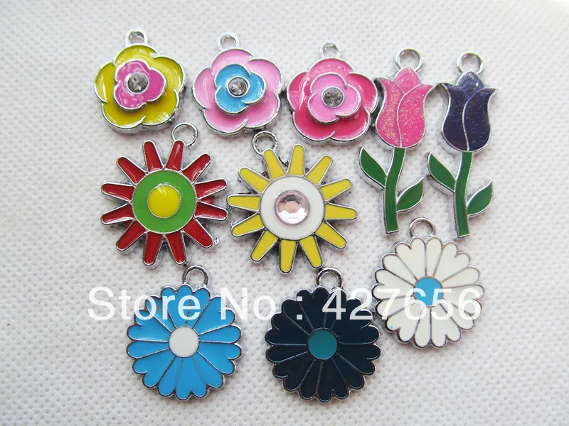 

10pcs mixed flower enamal pendant/hanging charm/finding M0008