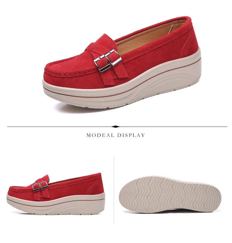 New Fashion Women Flat Shoes Genuine Leather Loafers Shoes Woman Slip-on Flats Ladies Platform Wedge Shoes creepers (3)