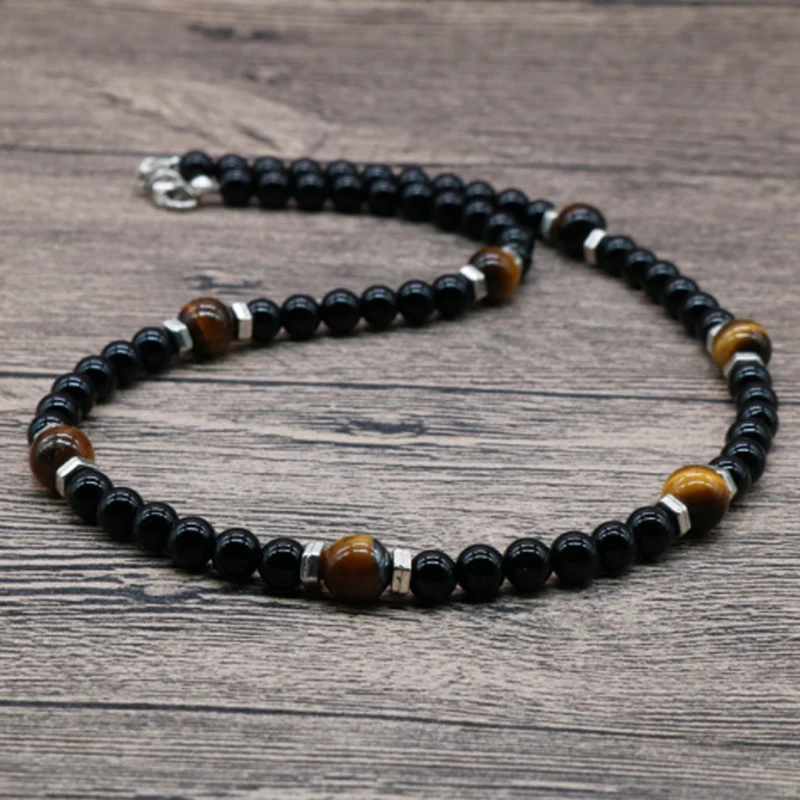 Natural Lava Stone Choker Necklace for Men