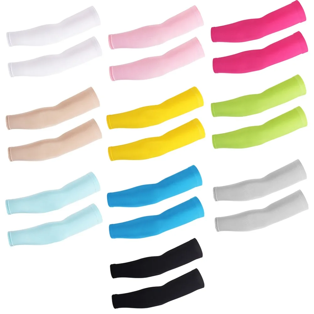 Унисекс летняя защита от ультрафиолета молочный шелк охлаждающие рукава противоскользящие яркие цвета защитные перчатки для велоспорта и бега