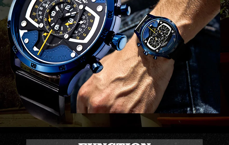 SINOBI военные спортивные часы для мужчин модные водонепроницаемые мужские кварцевые часы с хронографом креативные наручные часы Relogio Masculino