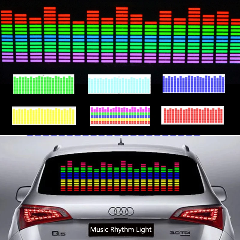 Музыкальная Автомобильная наклейка музыкальный ритм эквалайзер на лобовое стекло автомобиля неоновый светильник светодиодный флэш-светильник s Декоративные лампы EL лист клей стикер s