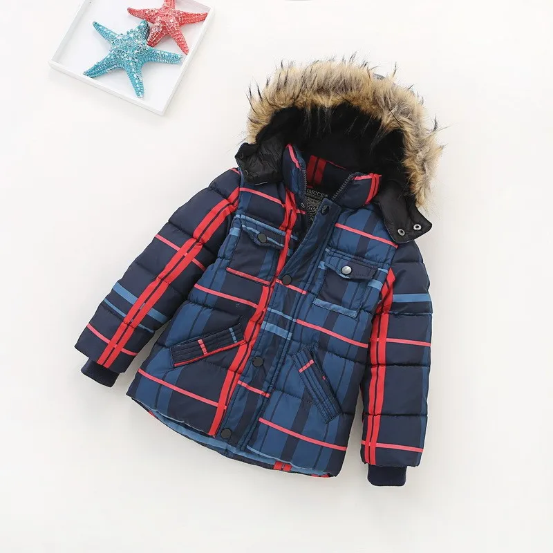 Зимняя куртка плотное пальто для мальчиков куртки с капюшоном и воротником из искусственного меха для мальчиков-подростков теплая детская верхняя одежда брендовая детская одежда для детей от 2 до 10 лет