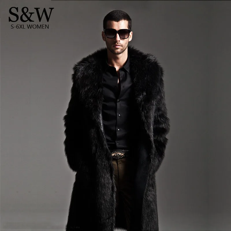 

Winter Men Eco-friendly Faux Fur Coat Mink Fur Jackets Full Length Parka Windbreaker Plue Size XXXL 4XL Men Winter-clothing