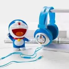 Милые Doraemon 3,5 мм стерео складные оголовье синие наушники гарнитура Kawaii складные большие наушники для телефона с микрофоном