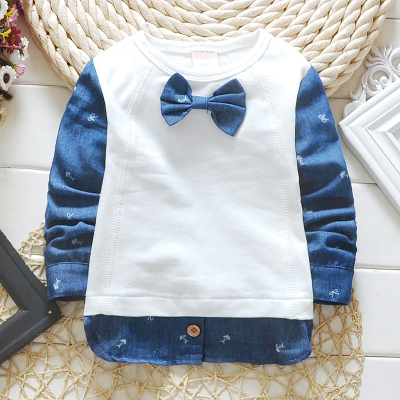 

Free shipping New Lovely  bow Baby Kids Boys girls cotton Tops T-shirts summer children's clothing Age 0-4Y