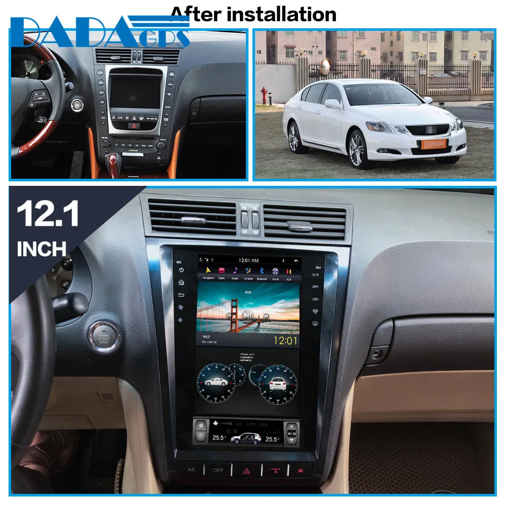 12," Тесла стиль ips Экран Android 6,0 для lexus GS GS300 GS350 GS450 GS460 2004-2011 автомобильное радио плеер gps Map навигация NoDVD