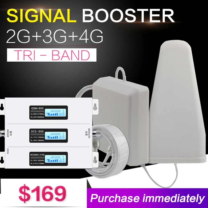 New Europe 2G 3G 4G Tri Band Cell Phone Signal Booster