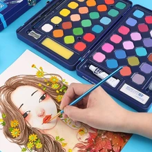 Yi 12/18/24/36/48 Цвета Твердые акварельные краски в наборе с набор кисточек для рисования акварельные краски для рисования акварель содержат