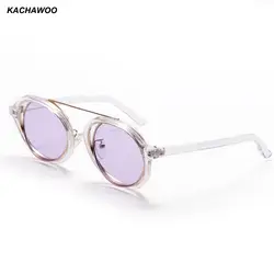 Kachawoo оптовая продажа 6 шт. винтажные круглые солнцезащитные очки мужской металл Прозрачный кадр фиолетовый черный Ретро Солнцезащитные