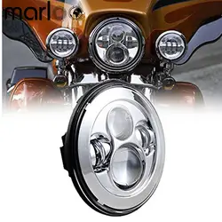 Marloo Harley 7 "светодиодный фара для Jeep Wrangler JK Harley мотоцикл Chrome проектор DAYMAKER HID светодиодный налобный фонарь DOT утвержден