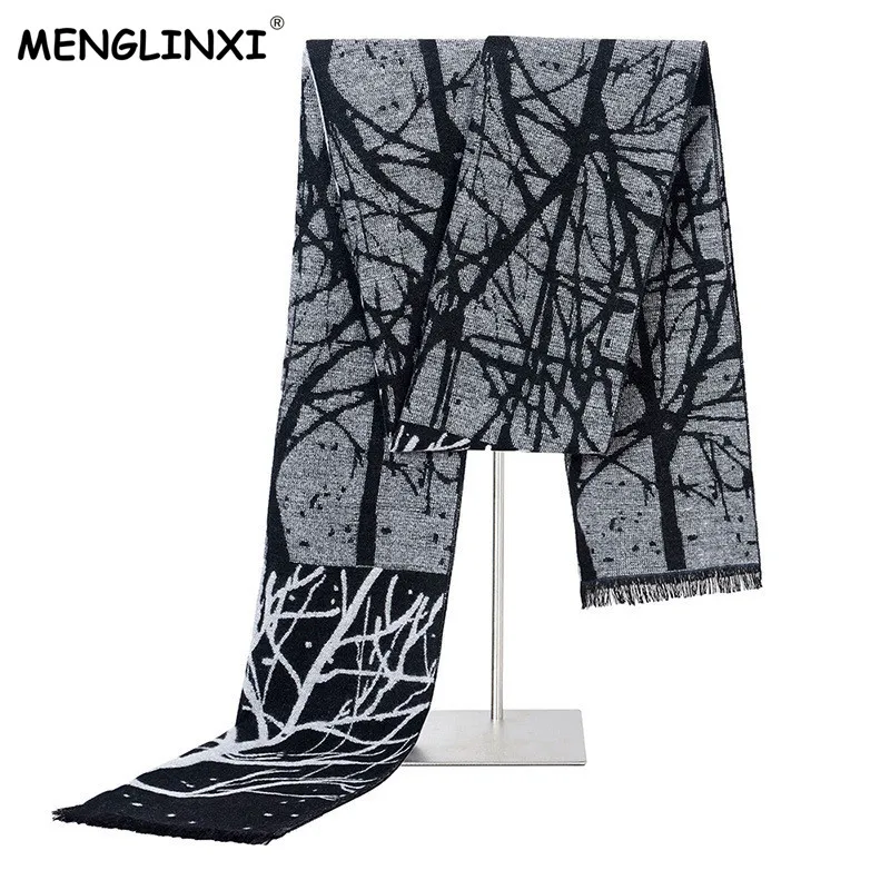 

MENGLINXI Newest Design Luxury Brand Scarf Men Winter Warm Cashmere Scarf Personality Rich tree Bussiness Casual Scarves