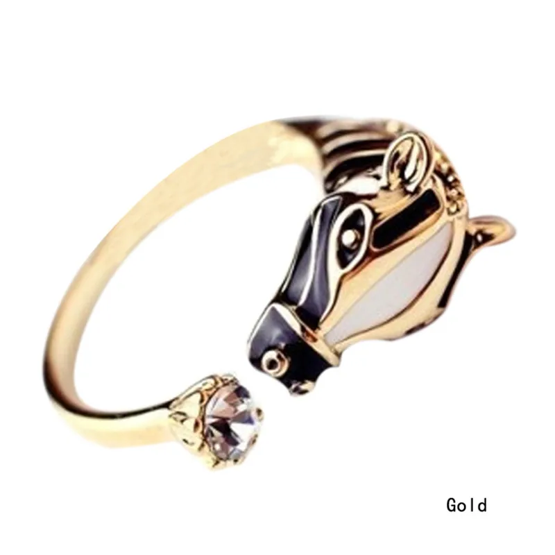 

Hot Sale Women Fashion Zebra Horse Head Adjustable Index Finger Opening Ring Characteristic Jewelry