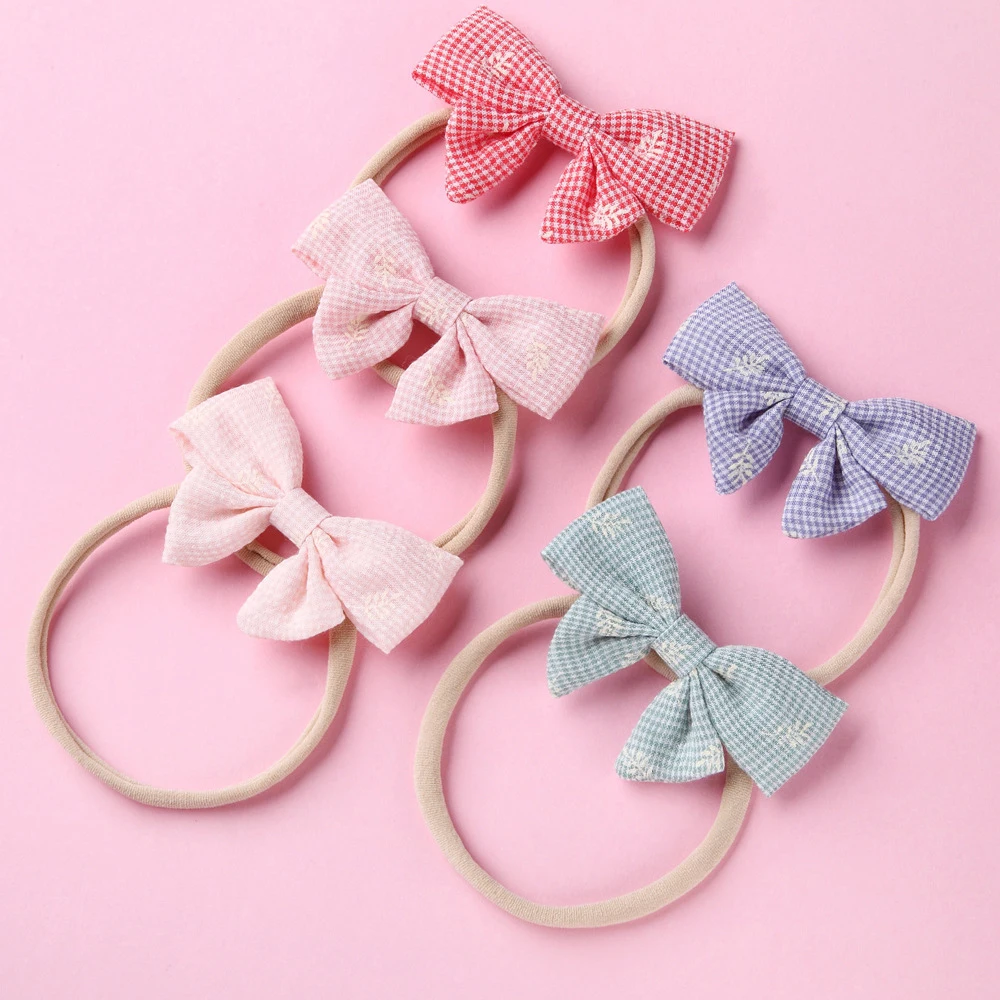 

30pc/lot Newborn Cotton Fabric Bow Nylon Headbands,Girls Plaid Hair Bows Headband Chidlren Kids Girls Hair Accessories