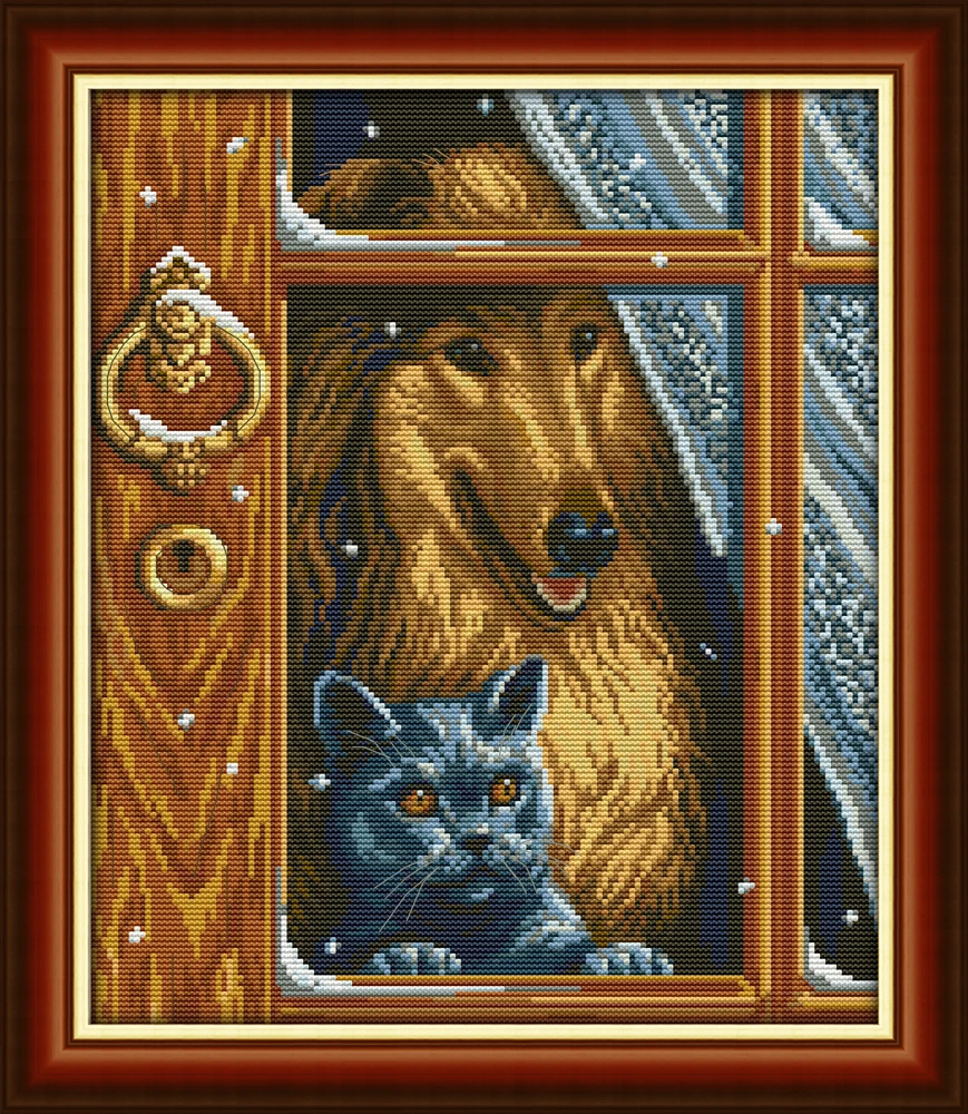 

Inside the window cross stitch kit aida 14ct 11ct count print canvas cross stitches needlework embroidery DIY handmade