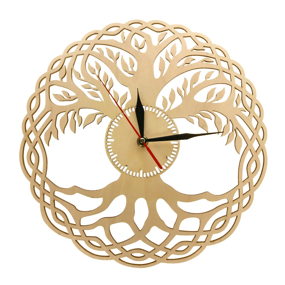 

Modern Wall Clock Sacred Geometry Handmade Masterpiece Rustic Wooden Tree of Life Wall Clock Infinity Tree Home Decor Zen
