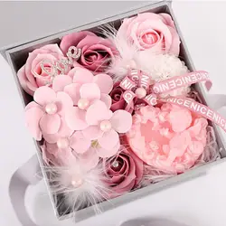 Подруга День Рождения Ароматические Мыло искусственная Роза Bathable Ангел розовая Подарочная коробка Свадьба Валентина Романтический