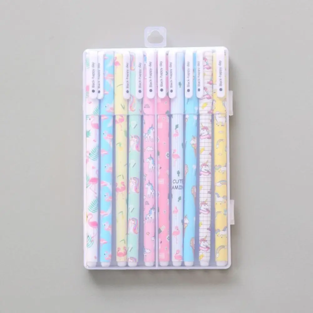 

10pcs/set Gel Pens Flamingo Unicorn black colored gift gel-ink pens pens for writing Cute stationery office school supplies