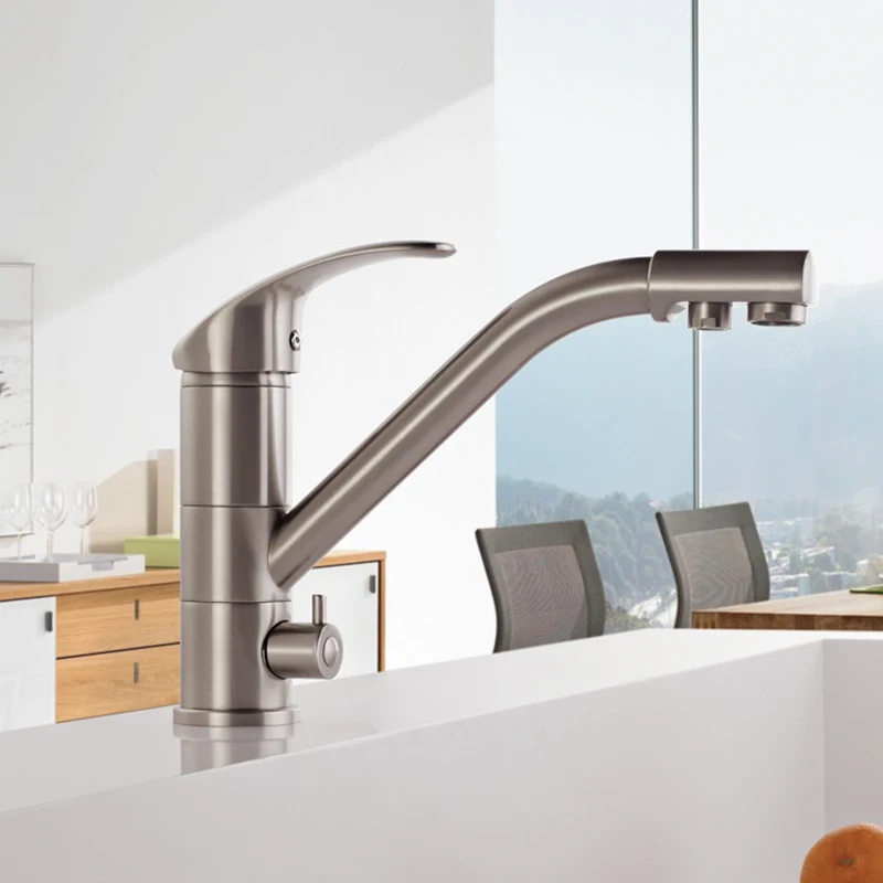 Frap High-end Brass Body Nickel Brushed Kitchen faucet sink Mixer tap 360 degree rotation Water purification features F4321-5 Frap High-end Brass Body Nickel Brushed Kitchen faucet sink Mixer tap 360 degree rotation Water purification features F4321-5