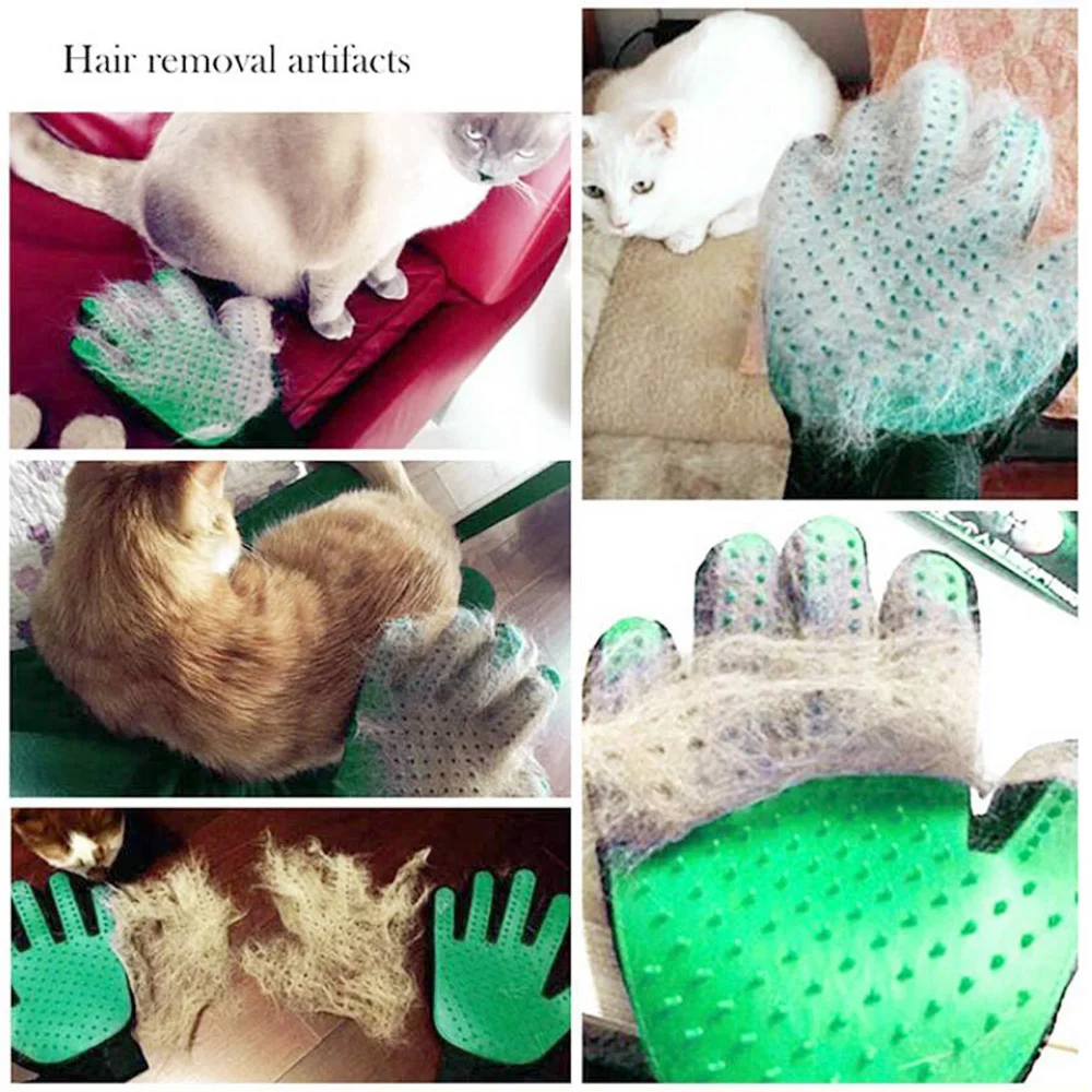 Silicone Cat Hair Remove Glove Pet Dog Deshedding Grooming Combs Brush Bath Cleaning Massage Gloves Cat Grooming Pet Supplies
