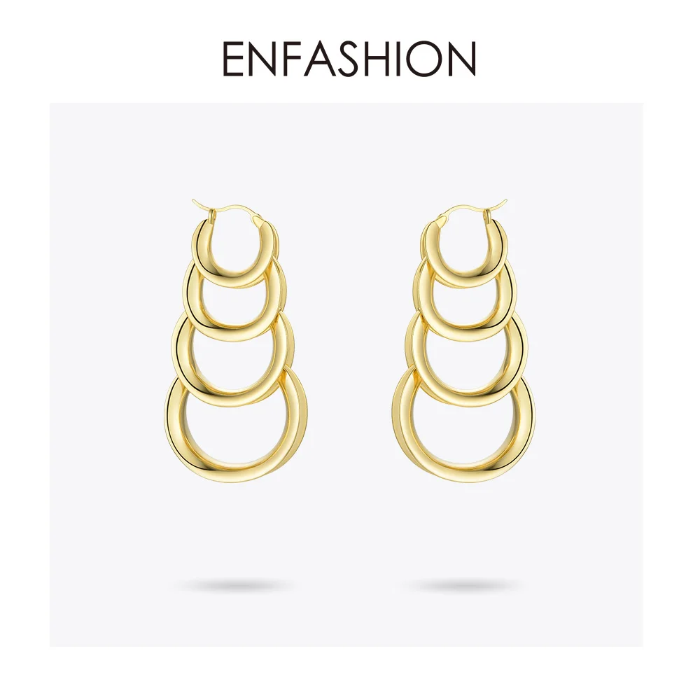 ENFASHION, Многослойные Круглые Серьги-капли для женщин, золотой цвет, длинные висячие серьги с кисточками, модные ювелирные изделия, серьги E1073 - Окраска металла: Gold color