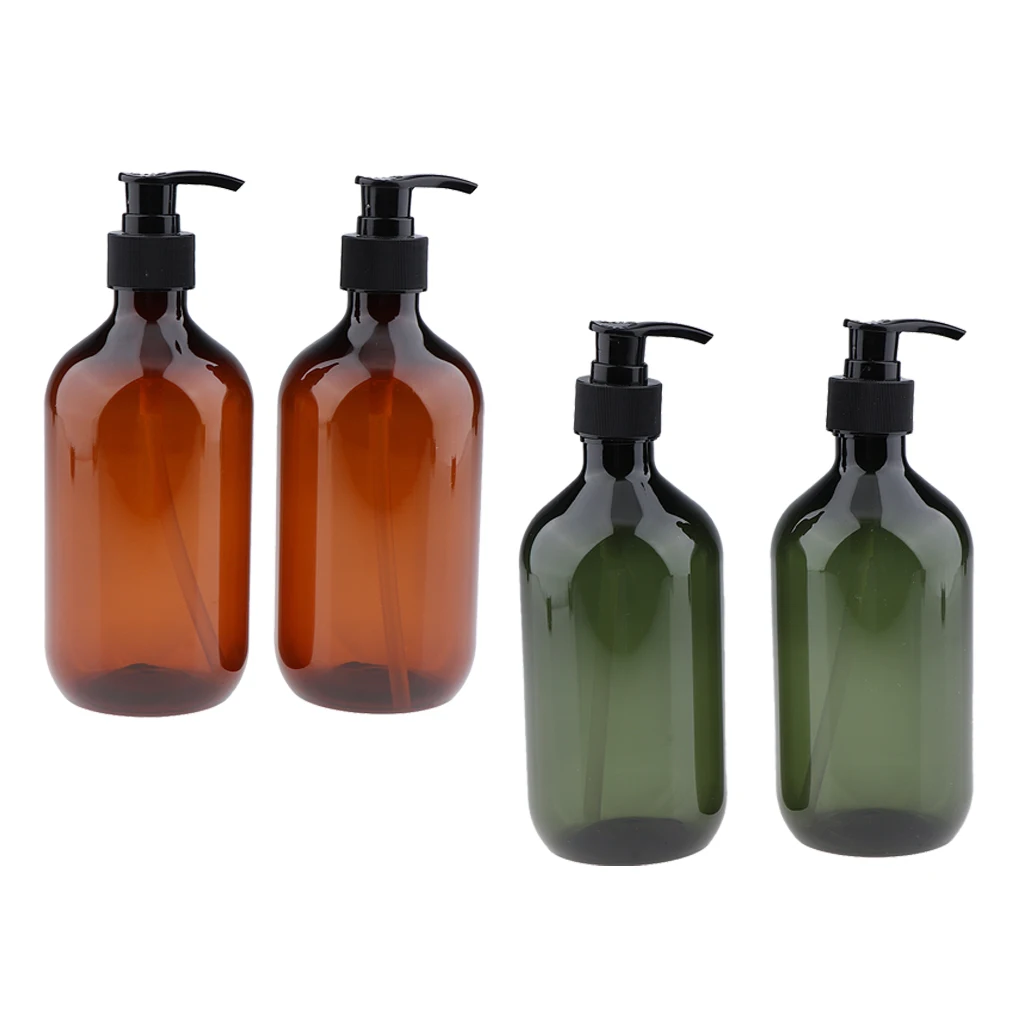

Set of 4 Refillable 500ml Pump Bottles Plastic Containers Great for Dispensing Lotions, Shampoos and Massage Oils