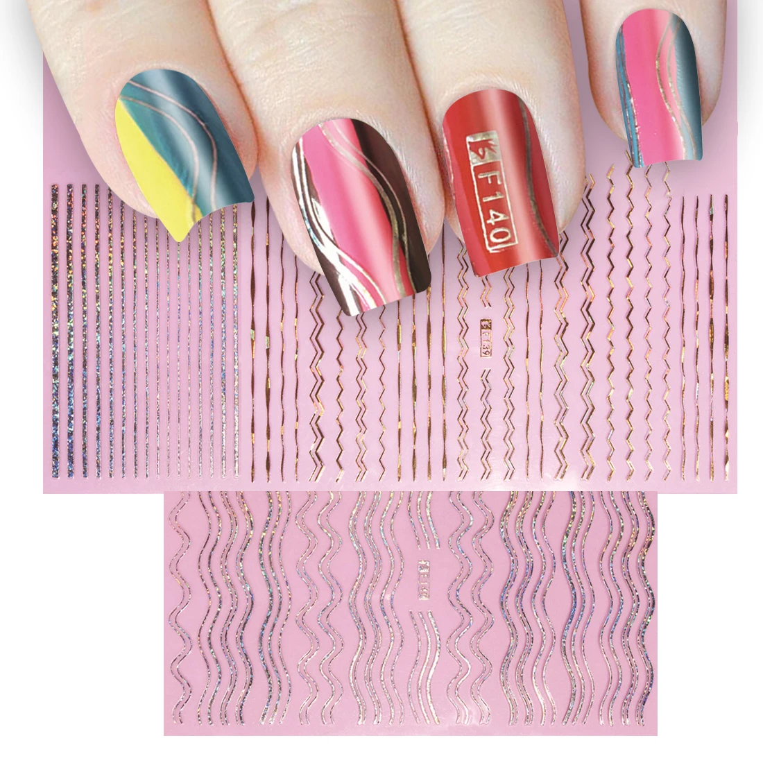 

Hottest 1 PC Holographic Laser Wave Line 3D Nail Sticker Stripe Tape DIY Foil Paper Adhesive Stickers Nail Art Decal Decoration