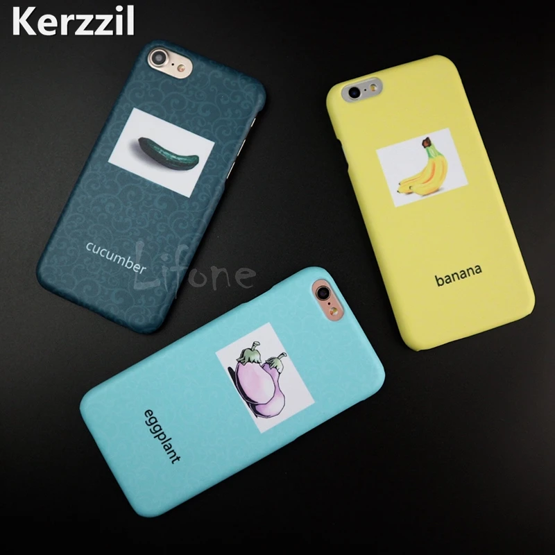 Kerzzil Фрукты Огурец баклажаны банан PC Матовая чехол для iPhone 6 S 7 Plus телефона Жесткий