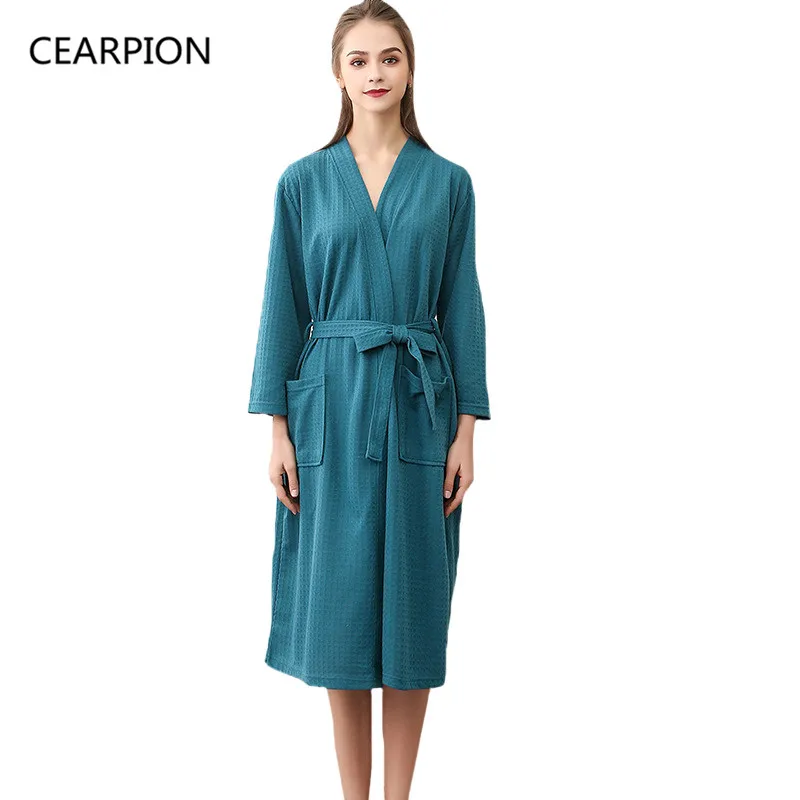 CEARPION одноцветное цвет для женщин кимоно халат платье осень повседневное Хлопок халаты леди ночной халат пижамы Oversize M, XL 3XL