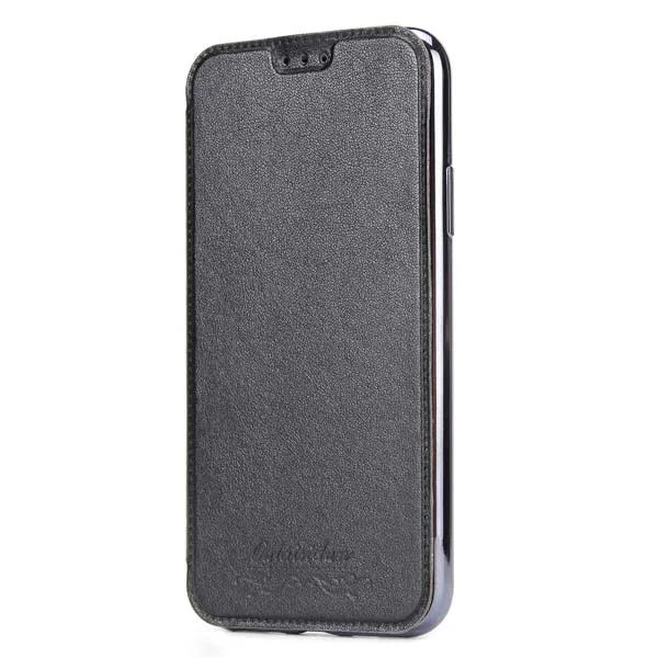 Чехол-Кошелек с гальваническим покрытием для iPhone 8, 7 Plus, 6, 6 S Plus, 5, 5S, SE, мягкий ТПУ+ PU кожаный чехол-книжка для Iphone X, XS, Max, XR, задняя крышка - Цвет: Black