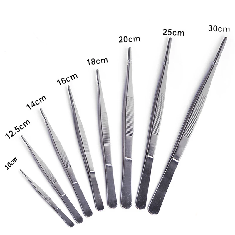 Thickening and lengthening industrial tweezers lot specification stainless steel medical round head toothed tweezers pi