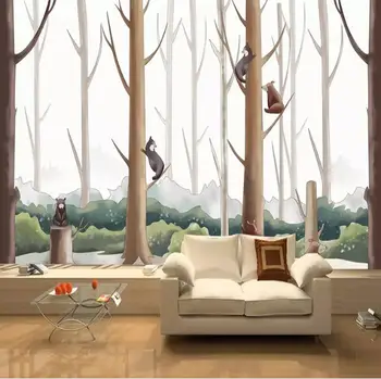 

Cartoon Wallpaper Kindergarten Children's Bedroom Backsplash Canvas Art Wall Mural 3D Wall Papers Cute Bear Papel De Parede