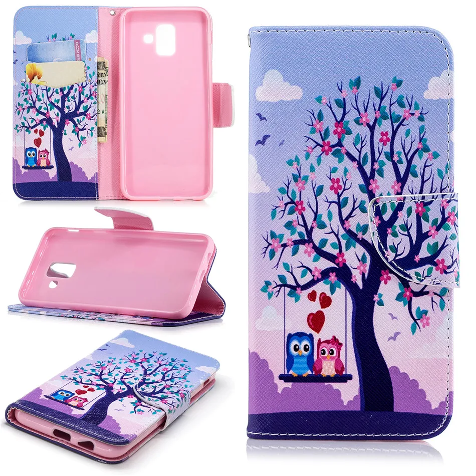 

For Samsung Galaxy S10 S10E S9 S8 S7 Edge j2Pro A6 A7 A8 J4 J6 Plus 2018 Case Cute Panda Bamboo Lotus Eagle Wallet Cover E07Z