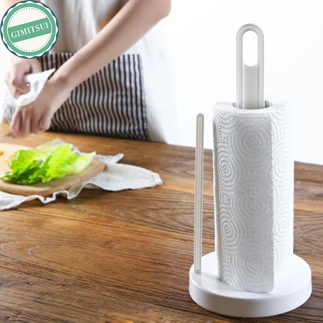 Plastic Kitchen Paper Wipes Towel Roll Tissue Holder Guard Rack Pole