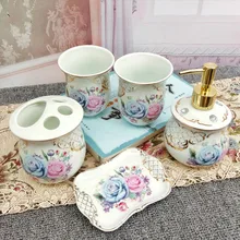 Набор из пяти предметов в европейском стиле для ванной, керамический набор для умывания ванной, принадлежности для ванной комнаты, 5 комплектов, высококачественный набор чашек для полоскания рта LO724343