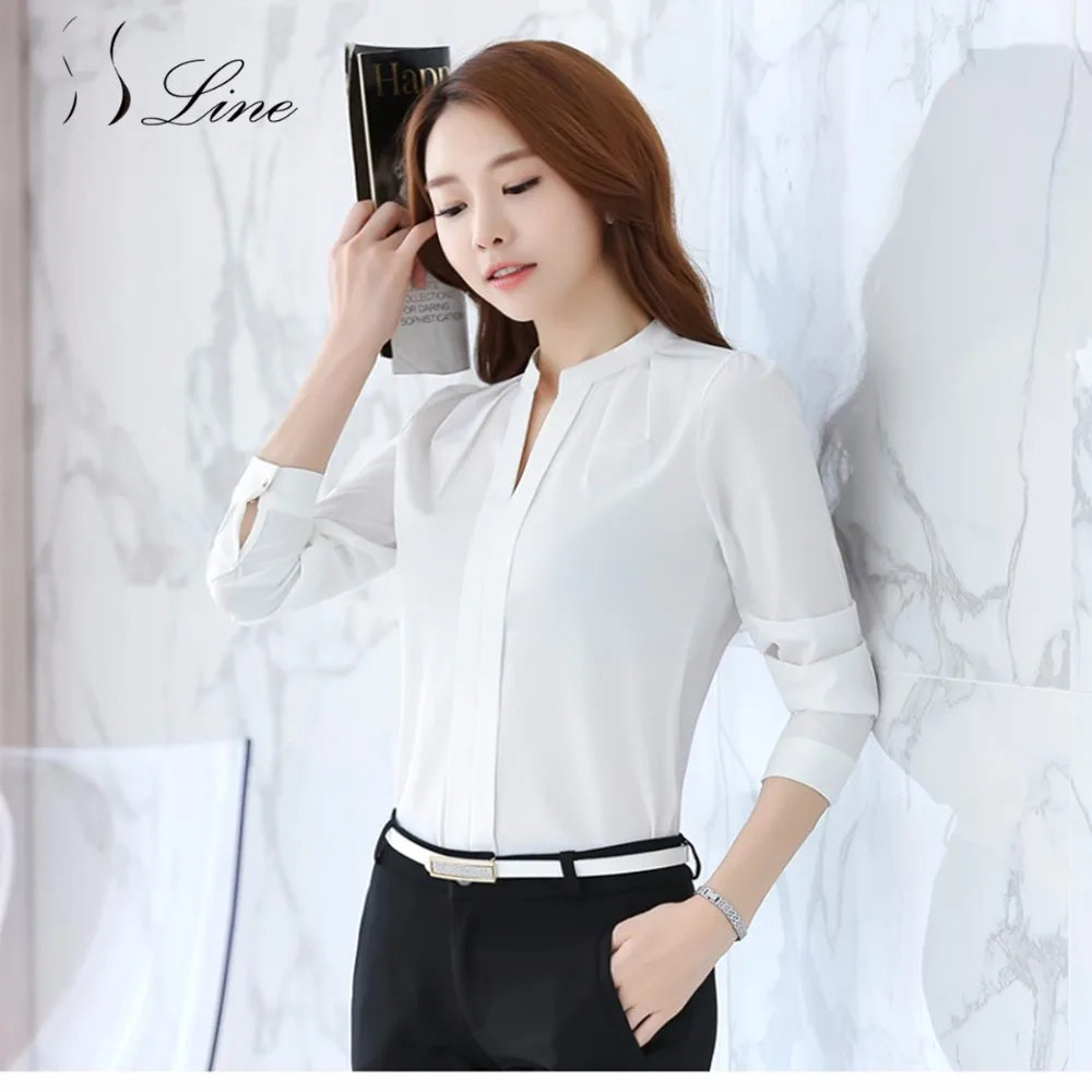 V Neck Spring Autumn Women Tops Long Sleeve Casual Chiffon