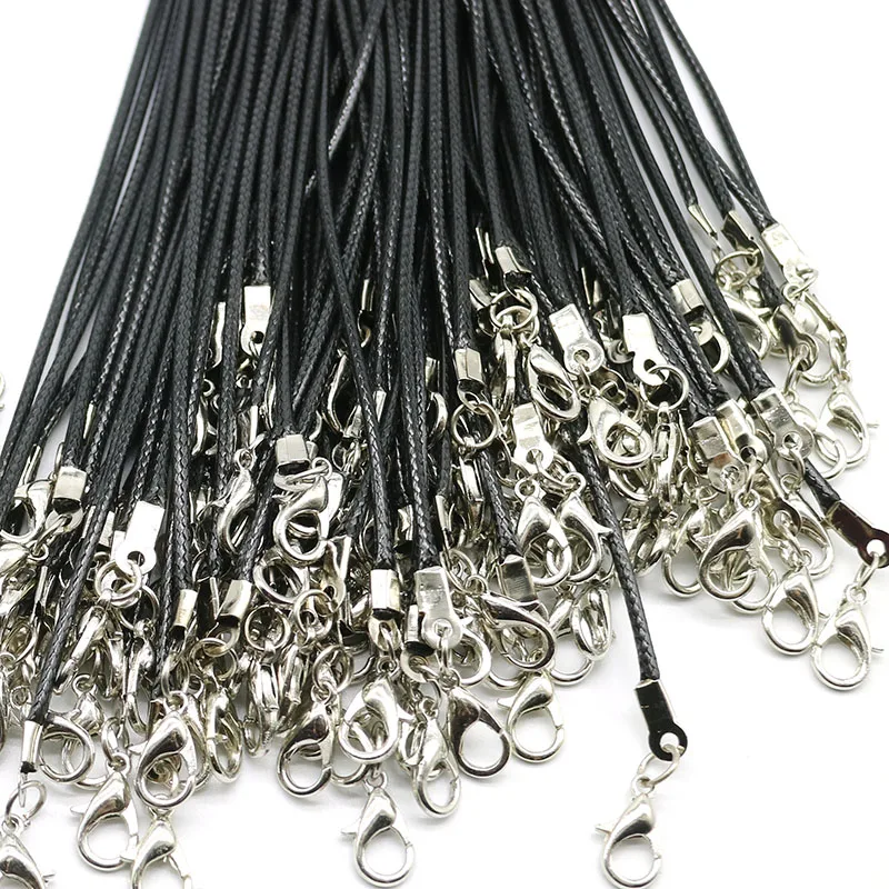 

10pcs/lot 45cm Handmade Leather Adjustable Braided Rope For Necklaces & Pendant Charms Making Lobster Clasp String Cord 1 mm