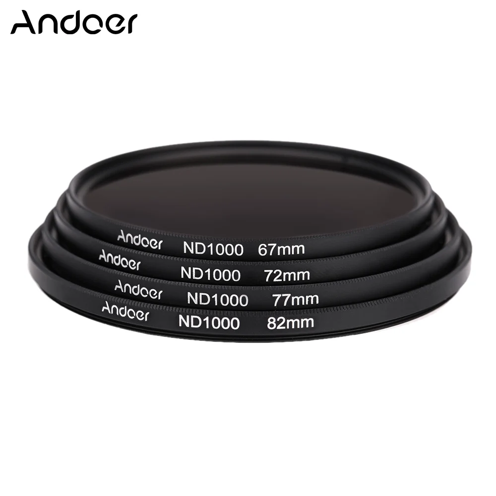 Andoer ND Filter Camera Accessories 67mm/72mm/77mm/82mm ND1000 10 Stop
