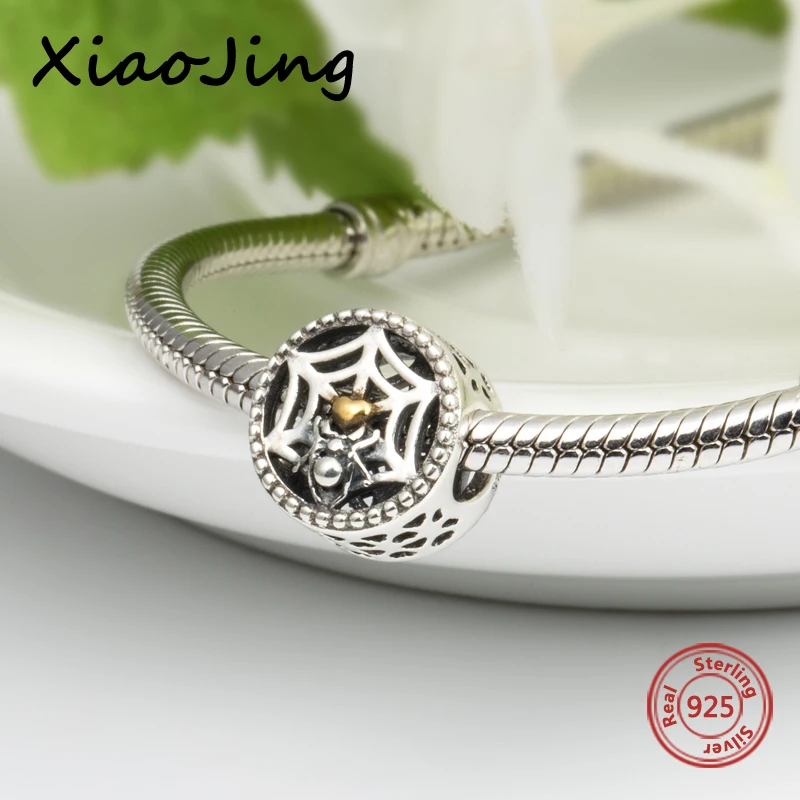 

100% 925 Sterling Silver charms the spider captures your heart Beads Fit authentic European Bracelet Jewelry making for men Gift