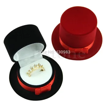 

Cute Straw Hat Velvet Rings Jewelry Box Earring Ear Stud Case Gift Container