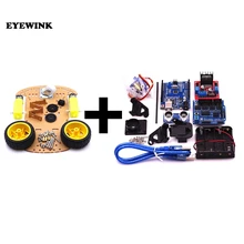 Nova evitação de rastreamento do motor robô inteligente carro chassis kit velocidade caixa bateria 2wd módulo ultra-sônico para arduino kit
