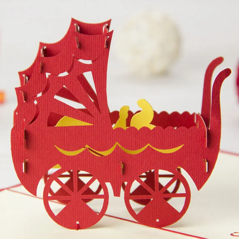 MEXI Горячая 3D открытка-раскладушка детская коляска приглашение с днем рождения Рождество персонализированное