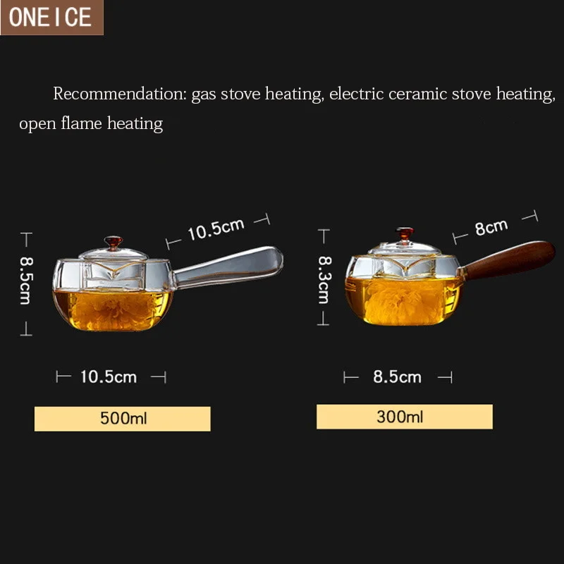 Термостойкий прозрачный стеклянный заварник для чая и кофе, китайский чай кунг-фу 200 мл/300 мл/500 мл ручка из плотной древесины