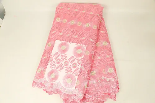 Новейшее бордовое кружево украшенное бисером в африканском стиле ткань французский тюль вуаль кружева для свадебной вечеринки вышитое кружево в нигерийском стиле ткани - Цвет: pink