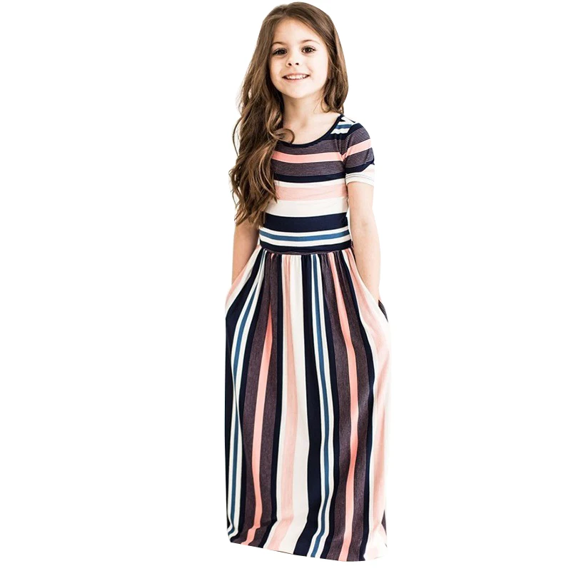 

Kids Girls Dress Cotton Striped Long Sleeve Girls Clothing Spring Casual Children Girls Dress Dresses For Girls 2-8 Years